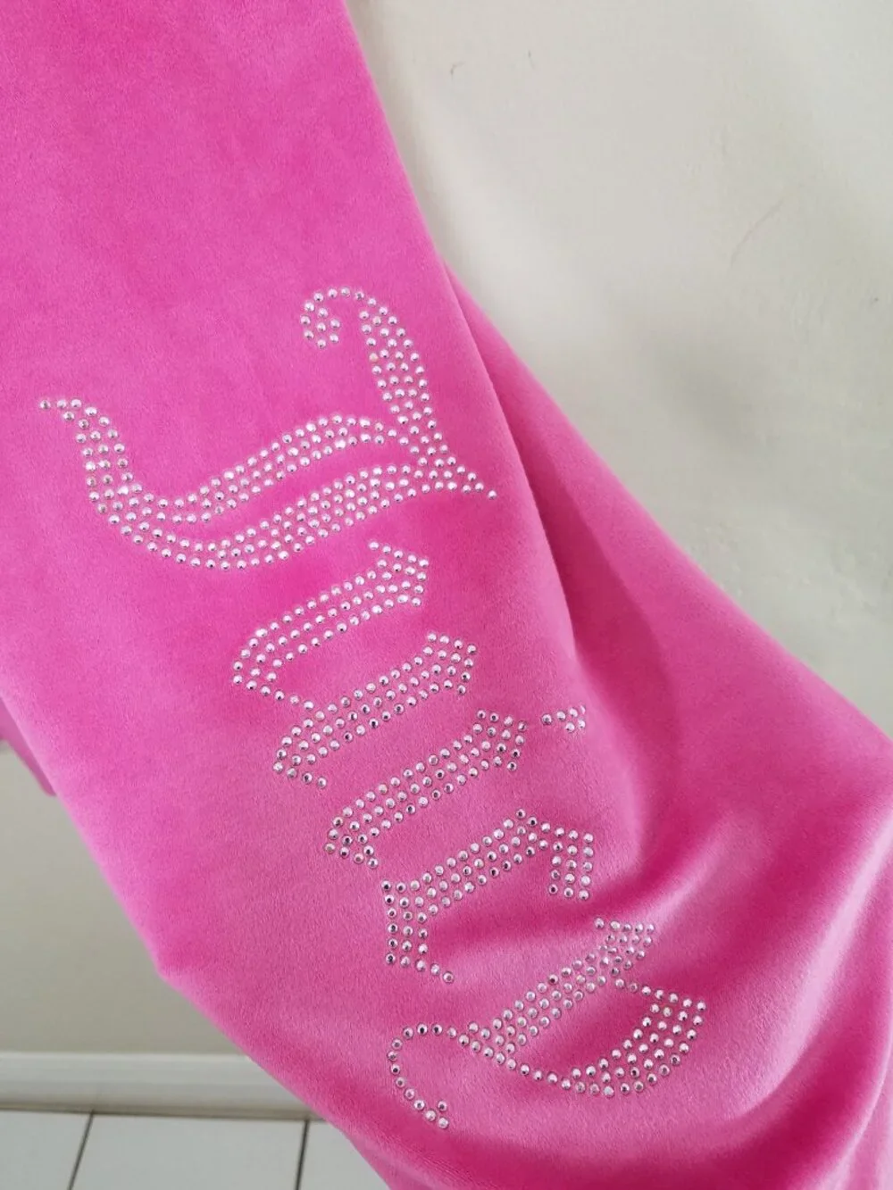 Juicy Couture Velvet Pants Embellished Log Pink Pull-On Size S